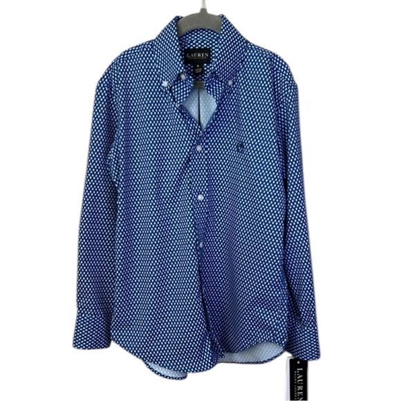Lauren Ralph Lauren Blue Paisley Performance Active Long Sleeve Top Size 8 - Picture 1 of 6